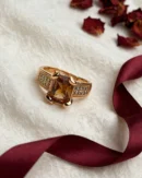 Gold Amber Pavé Band Ring