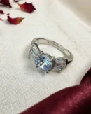 Silver Aquamarine Bow Ring