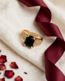 Gold Black Pavé Band Ring