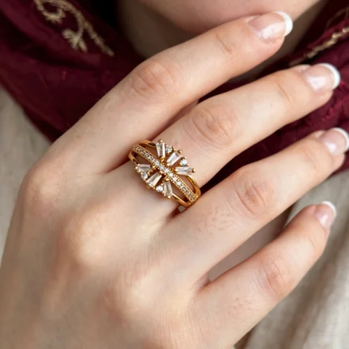 Gold Crystal Bloom Ring