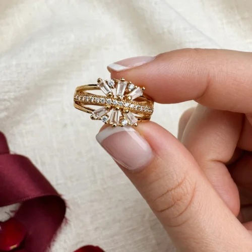 Gold Crystal Bloom Ring