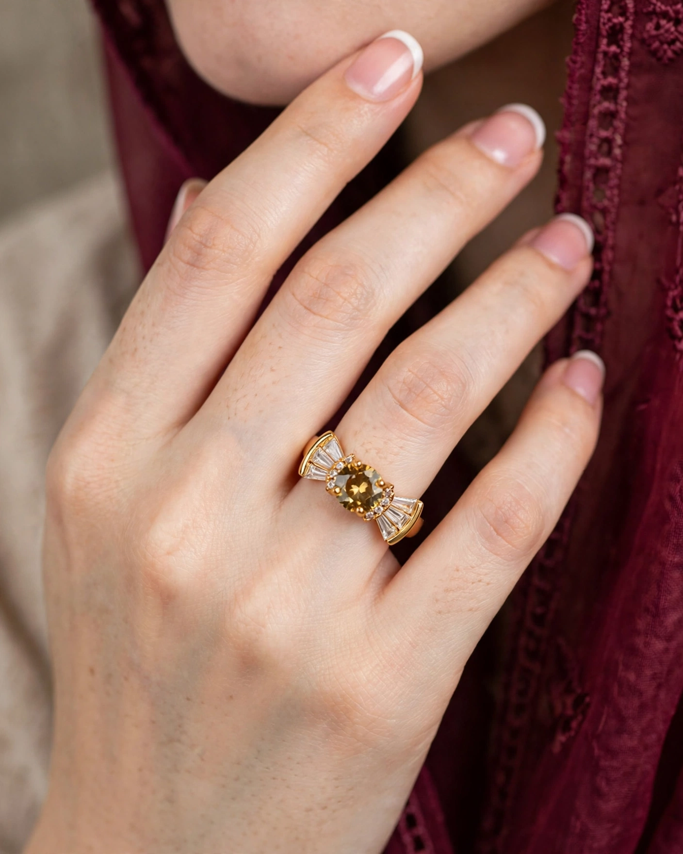 Gold Champagne Bow Ring - Image 2