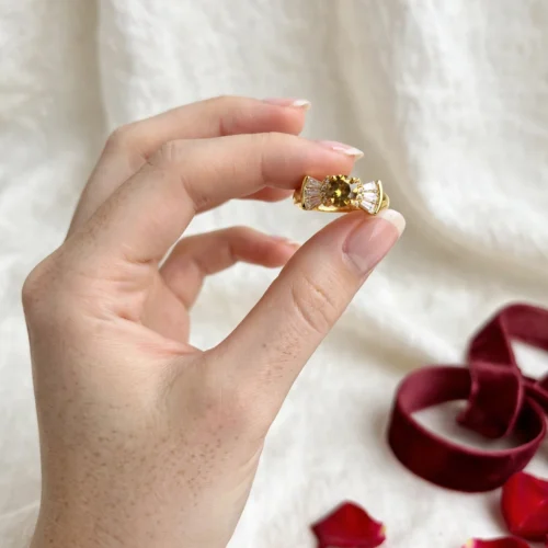Gold Champagne Bow Ring
