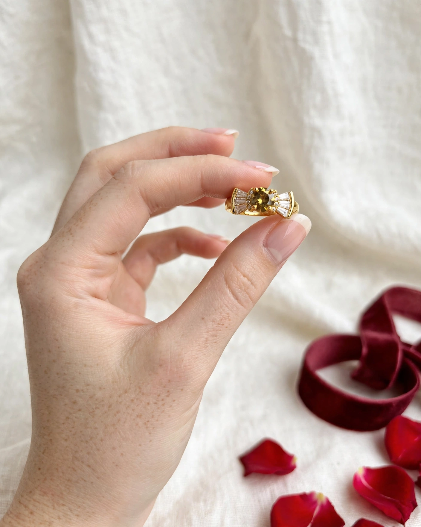 Gold Champagne Bow Ring - Image 3