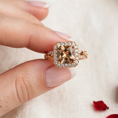 Gold Champagne Halo Ring