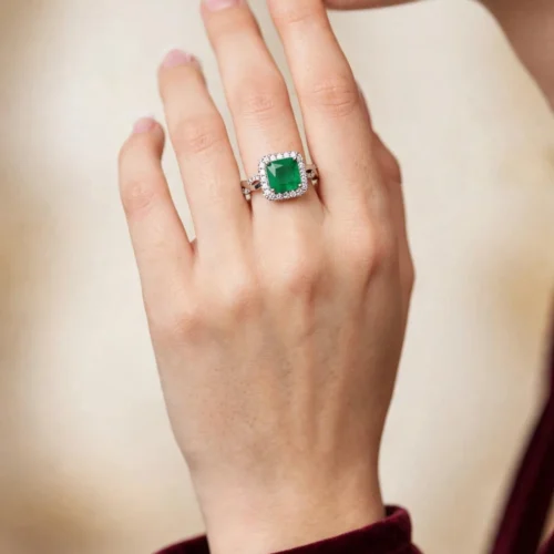 Emerald Halo Crystal Ring