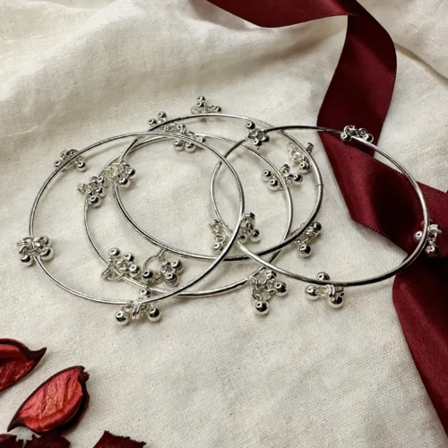 Silver Ghungroo Bangles — Set of 4