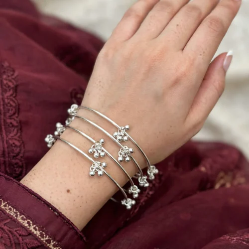 Silver Ghungroo Bangles — Set of 4