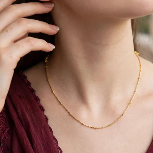 Gold Beaded Chain Necklace