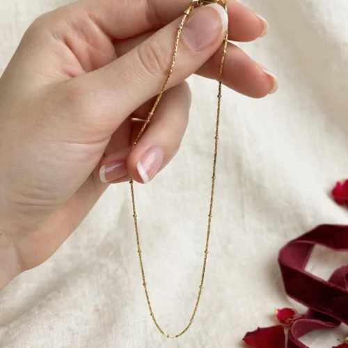 Gold Beaded Chain Necklace