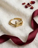 Gold Crystal Buckle Ring