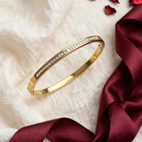 Gold Crystal Row Bangle