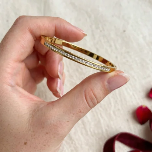 Gold Crystal Row Bangle