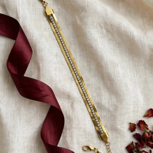 Gold Crystal Snake Chain Bracelet
