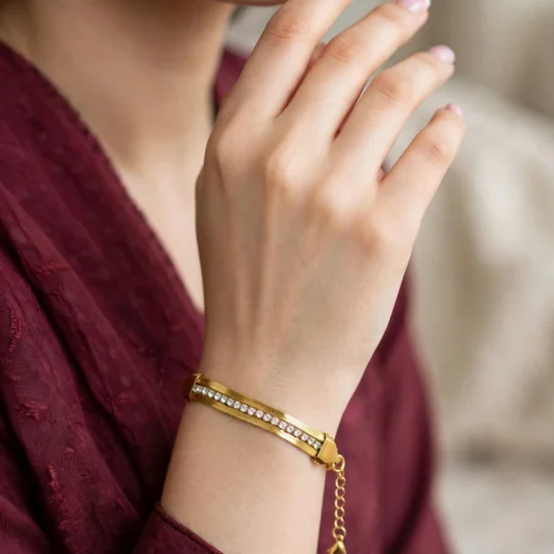 Gold Crystal Snake Chain Bracelet