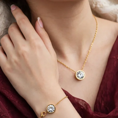 Gold Crystal Solitaire Set