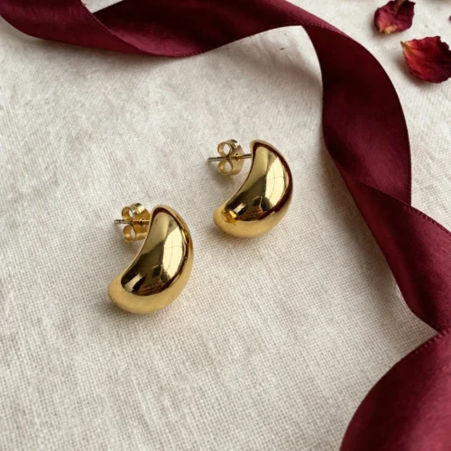 Gold Dome Stud Earrings
