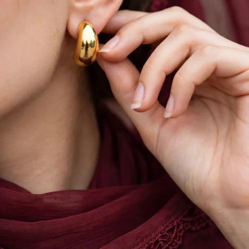 Gold Dome Stud Earrings