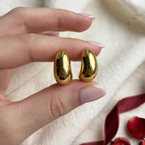 Gold Dome Stud Earrings