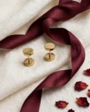 Gold Flat Disc Stud Earrings