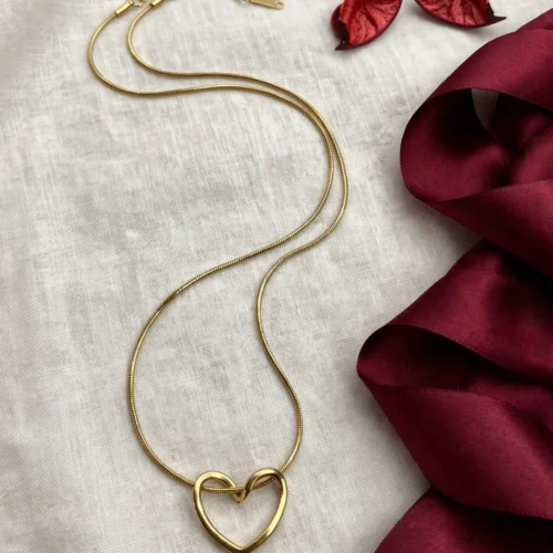 Gold Heart Snake Chain Necklace