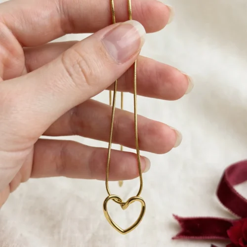 Gold Heart Snake Chain Necklace