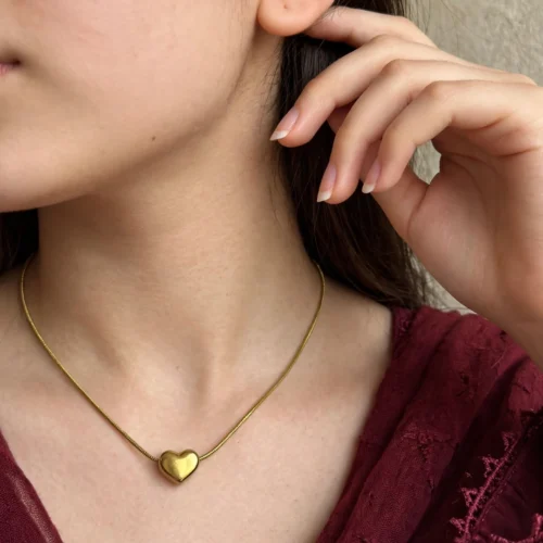 Gold Mini Heart Snake Chain Necklace