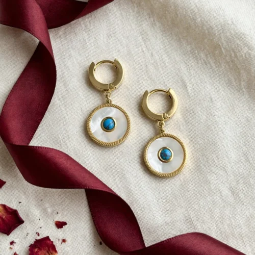 Gold Mother of Pearl Drop Earrings