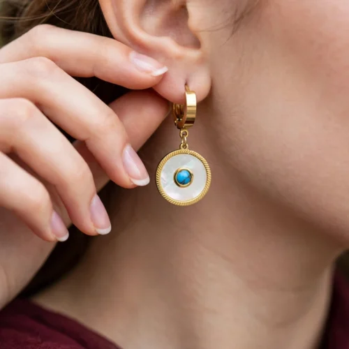 Gold Mother of Pearl Drop Earrings