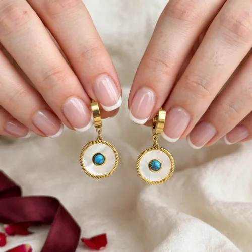 Gold Mother of Pearl Drop Earrings
