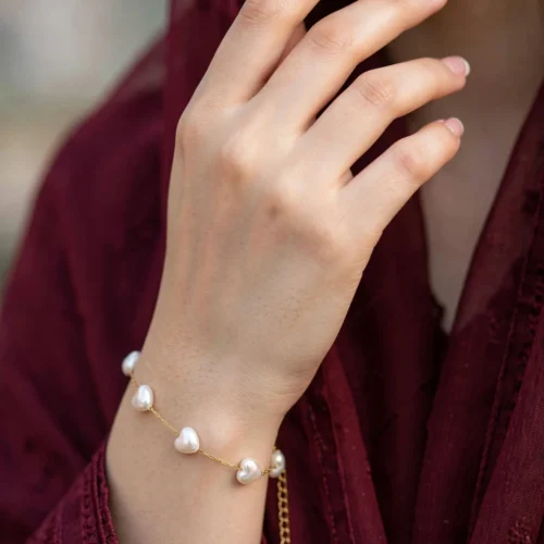 Gold Pearl Station Bracelet