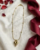 Gold Puffed Heart Pendant Necklace