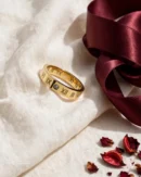 Gold Roman Numeral Crystal Band Ring