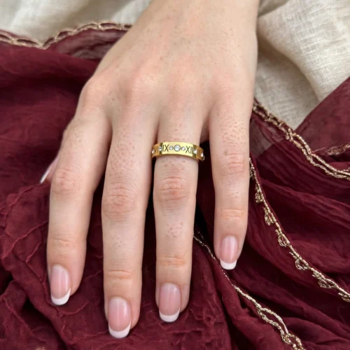 Gold Roman Numeral Crystal Band Ring