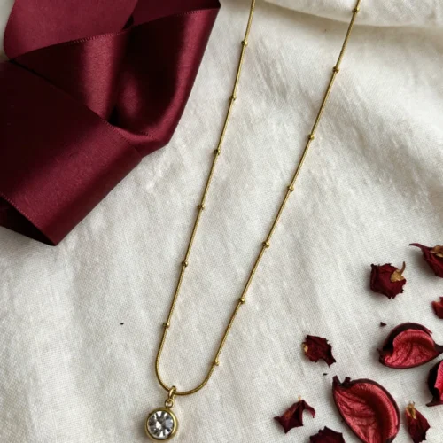 Gold Crystal Satellite Chain Necklace
