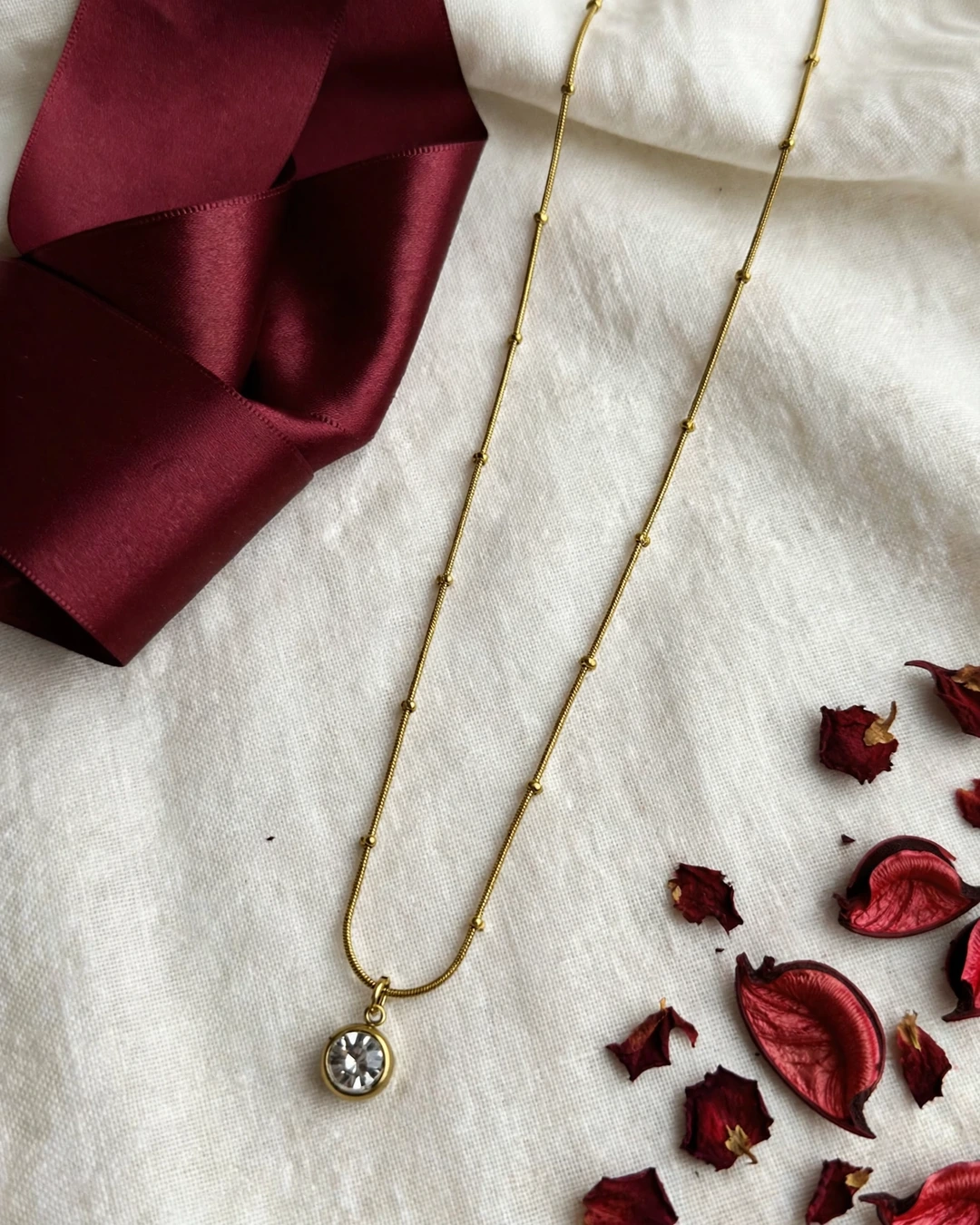 Gold Crystal Satellite Chain Necklace