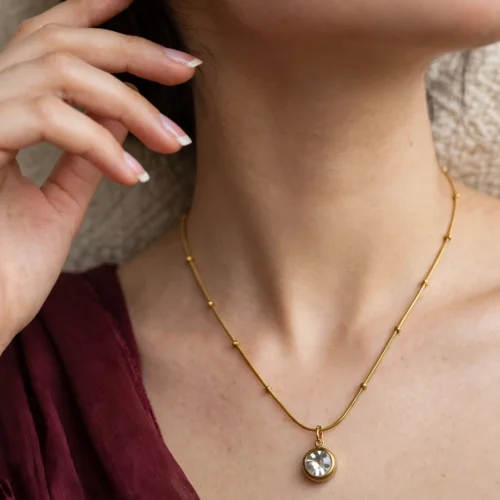 Gold Crystal Satellite Chain Necklace