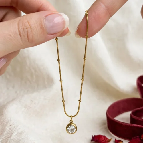 Gold Crystal Satellite Chain Necklace