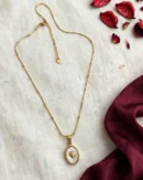 Gold Shell Mother of Pearl Pendant Necklace