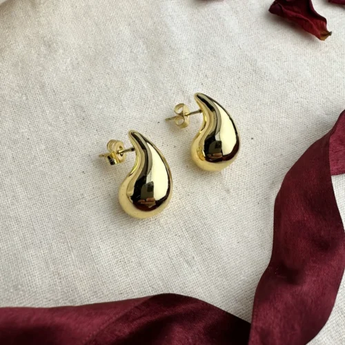 Gold Teardrop Stud Earrings