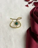 Gold Green Sunburst Ring