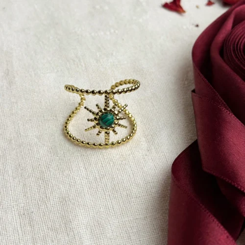 Gold Green Sunburst Ring