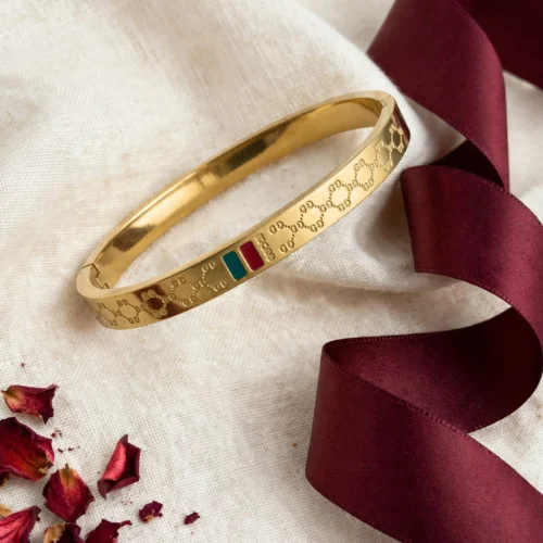 Designer Inspired Gold Monogram Bangle