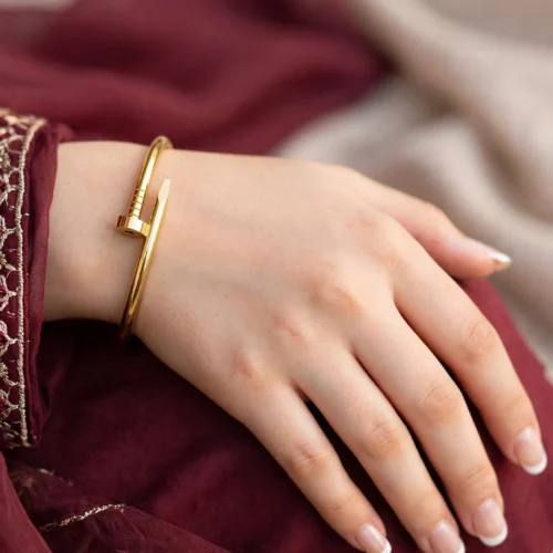 Designer Inspired Gold Nail Bangle
