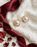 Gold Pearl Crystal Stud Earrings