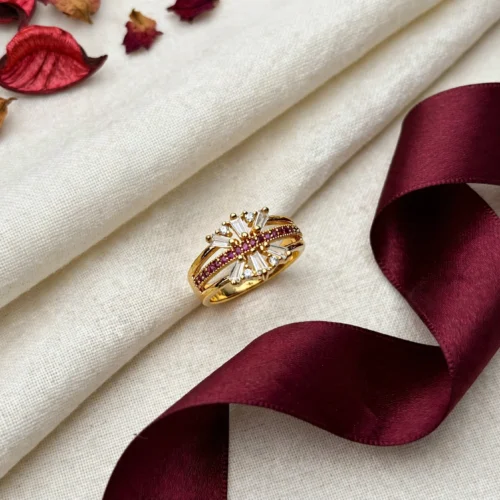 Gold Red Starburst Ring