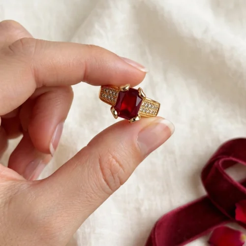 Gold Ruby Pavé Band Ring