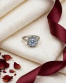 Silver Aqua Halo Ring