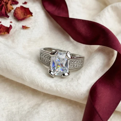 Silver Crystal Pavé Band Ring