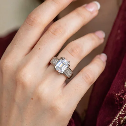 Silver Crystal Pavé Band Ring
